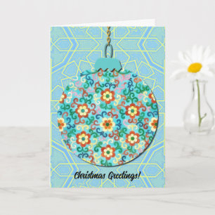 Vintage Style Floral Ornament Art Christmas Card