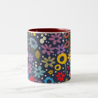 Vintage style Floral pattern Two-Tone Coffee Mug