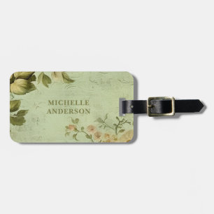 Vintage Style Floral Rose Luggage Tag