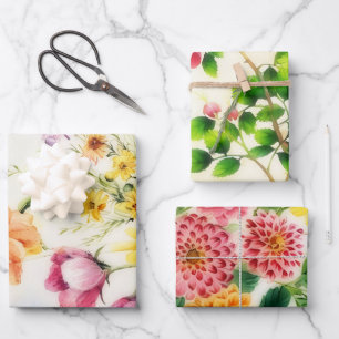 Vintage Style Flowers Floral Wrapping Craft Paper