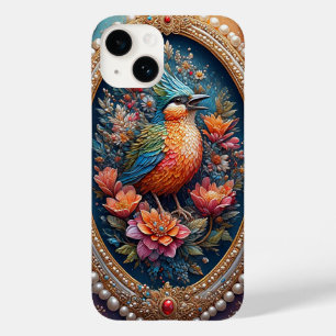 Vintage Style Frame With Colourful Bird Case-Mate iPhone 14 Case
