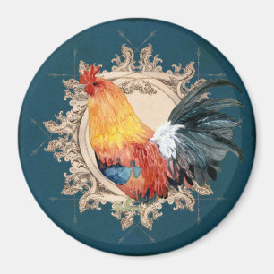 Vintage Style French Country Rustic Barn Rooster Magnet