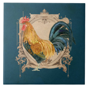 Vintage Style French Country Rustic Barn Rooster Tile