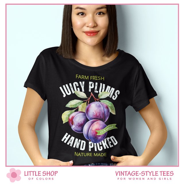 Vintage Style Fruit Plums T-Shirt (Creator Uploaded)