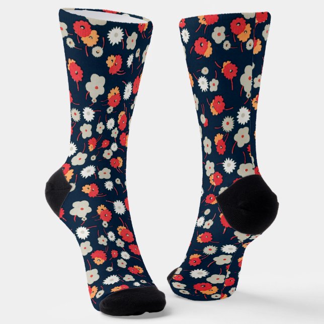 Vintage Style Fun Flowers Crazy Socks (Angled)