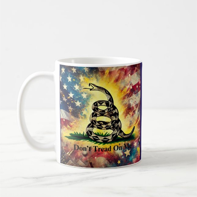 Vintage Style Gadsden Flag Art Coffee Mug (Left)