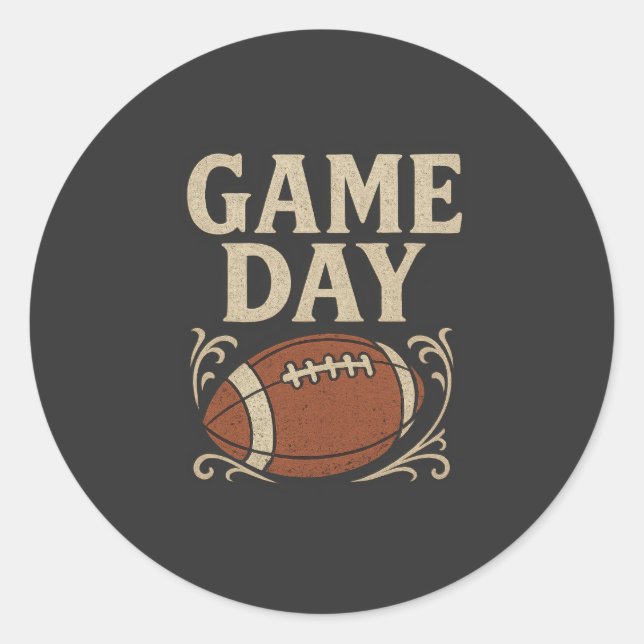 Vintage Style – Game Day Classic Round Sticker (Front)