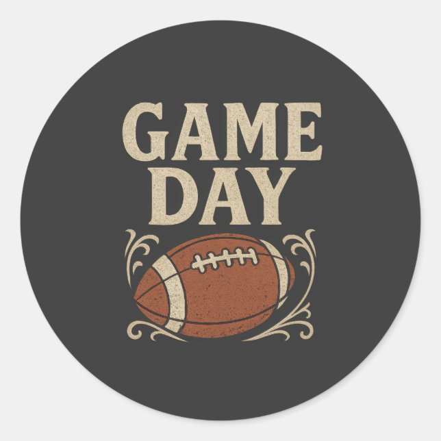 Vintage Style – Game Day Classic Round Sticker (Front)
