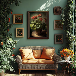 Vintage Style Geranium Art - Downloadable  Poster