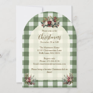 Vintage Style Gingham Florals Christmas Arch  Invitation