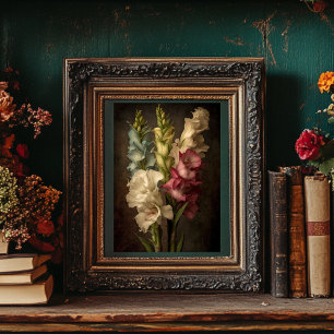 Vintage Style Gladiolus Floral Art Poster