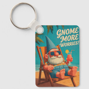 Vintage Style Gnome Beach Vacation Design Key Ring