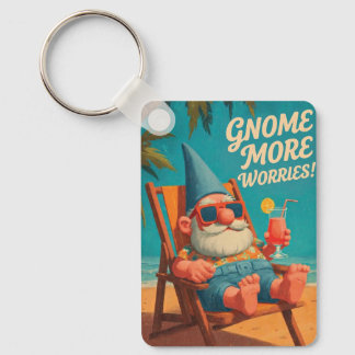 Vintage Style Gnome Beach Vacation Design Key Ring