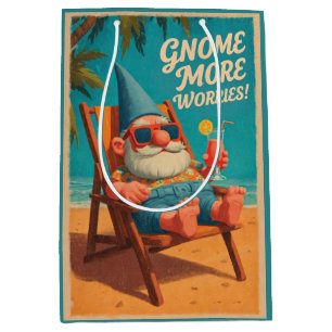 Vintage Style Gnome Beach Vacation Design Medium Gift Bag