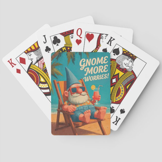 Vintage Style Gnome Beach Vacation Design Playing Cards (Back)