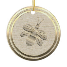 Vintage Style Gold Christmas Bee Ceramic Ornament