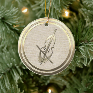Vintage Style Gold Music Cello Ceramic Ornament