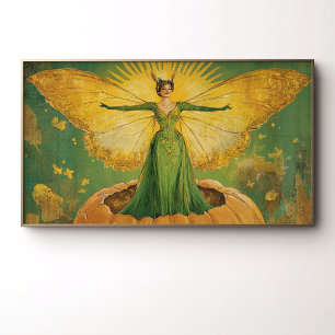 Vintage Style Golden Fairy Pumpkin Queen Fall Poster