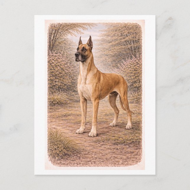 Vintage-Style Great Dane Postcard (Front)