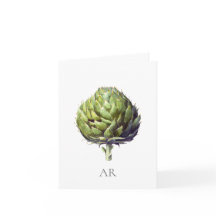Vintage style green Artichoke flower art