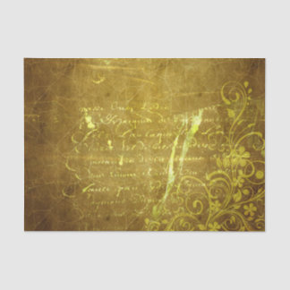 Vintage Style Greenish Gold Flowers and Swirls Tissue Paper