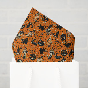 Vintage Style Halloween Graphics Orange and Black Tissue Paper