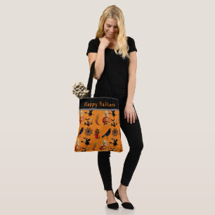Vintage Style Halloween Pattern Large Tote Bag
