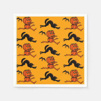 Vintage Style Halloween Pumpkin Cocktail Napkins
