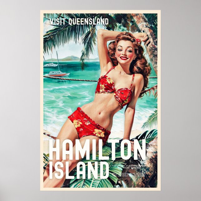 Vintage Style Hamilton Island Travel Poster (Front)
