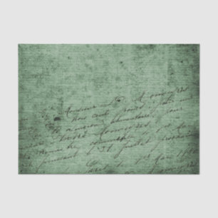 Vintage Style Handwriting on a Green Background Tissue Paper