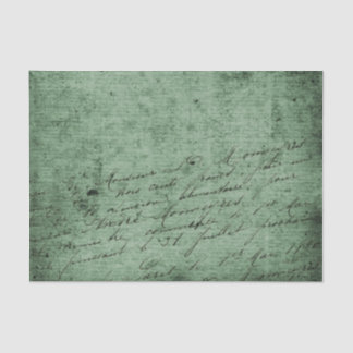 Vintage Style Handwriting on a Green Background Tissue Paper