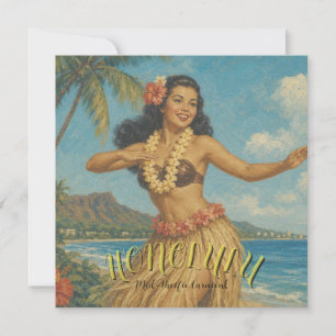 Vintage Style Hawaii Travel Holiday Card
