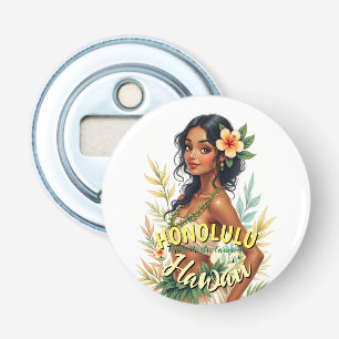 Vintage Style Hawaii Travel Honolulu Hula Girl Bottle Opener
