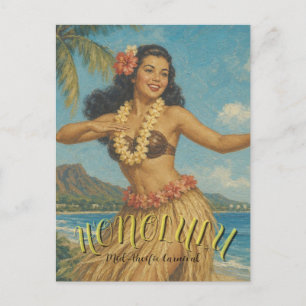 Vintage Style Hawaii Travel Invitation Postcard