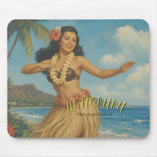 Vintage Style Hawaii Travel Mouse Mat (Front)