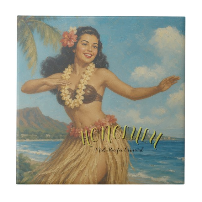 Vintage Style Hawaii Travel Tile (Front)