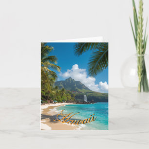 Vintage Style Hawaiian Blue Sea Palms Sky Travel Card