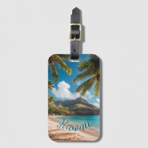 Vintage Style Hawaiian Blue Sea Palms Sky Travel Luggage Tag
