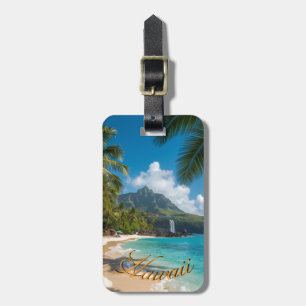Vintage Style Hawaiian Blue Sea Palms Sky Travel Luggage Tag