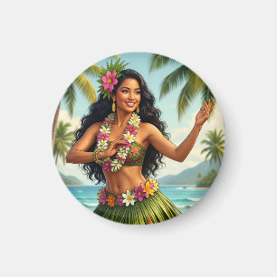 Vintage Style Hawaiian Hula Girl Travel Magnet