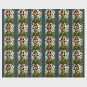 Vintage Style Hawaiian Hula Girl Travel Wrapping Paper
