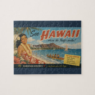 Vintage Style Hawaiian Travel Advertisement Jigsaw Puzzle