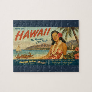 Vintage Style Hawaiian Travel Advertisement Jigsaw Puzzle