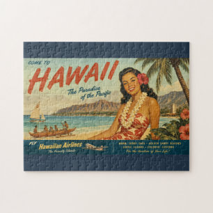 Vintage Style Hawaiian Travel Advertisement Jigsaw Puzzle