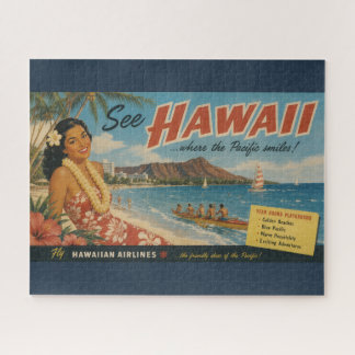 Vintage Style Hawaiian Travel Advertisement Jigsaw Puzzle