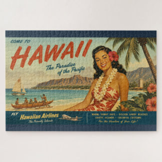 Vintage Style Hawaiian Travel Advertisement Jigsaw Puzzle