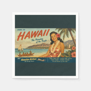 Vintage Style Hawaiian Travel Advertisement Napkin