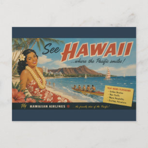Vintage Style Hawaiian Travel Advertisement Postcard
