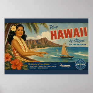Vintage Style Hawaiian Travel Advertisement Poster