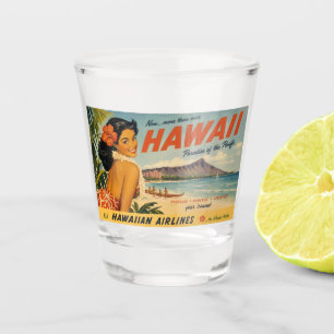 Vintage Style Hawaiian Travel Advertisement Shot Glass